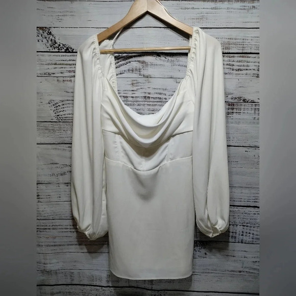 Princess Polly Lillie Long Sleeved Mini Dress White size 10 Event Date Feminine - Picture 4 of 9